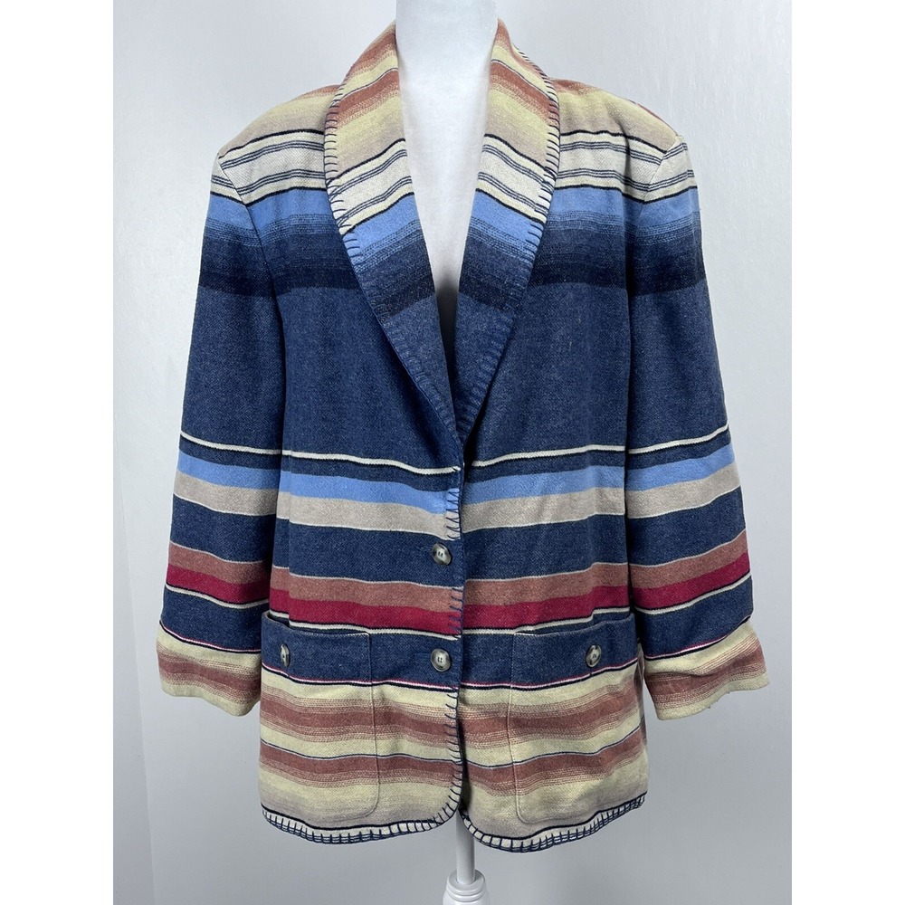 Vintage Womens Express Southwestern Blanket Blazer Jacket Sz L GUC Yellowstone